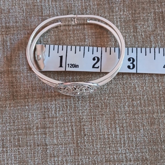 Silver Tone Hinged Bracelet - Picture 3 of 8